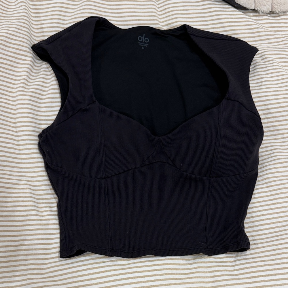 ALO Yoga Black Ribbed Crop Tank